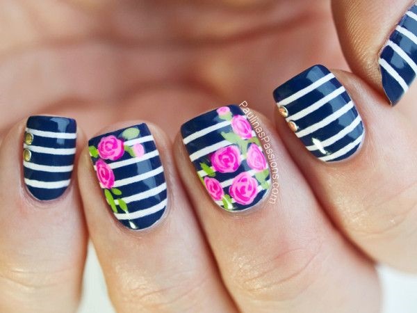 Easy Flower Nail Art Designs for Beginners10
