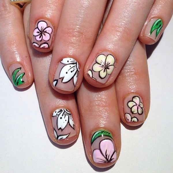 Easy Flower Nail Art Designs for Beginners25