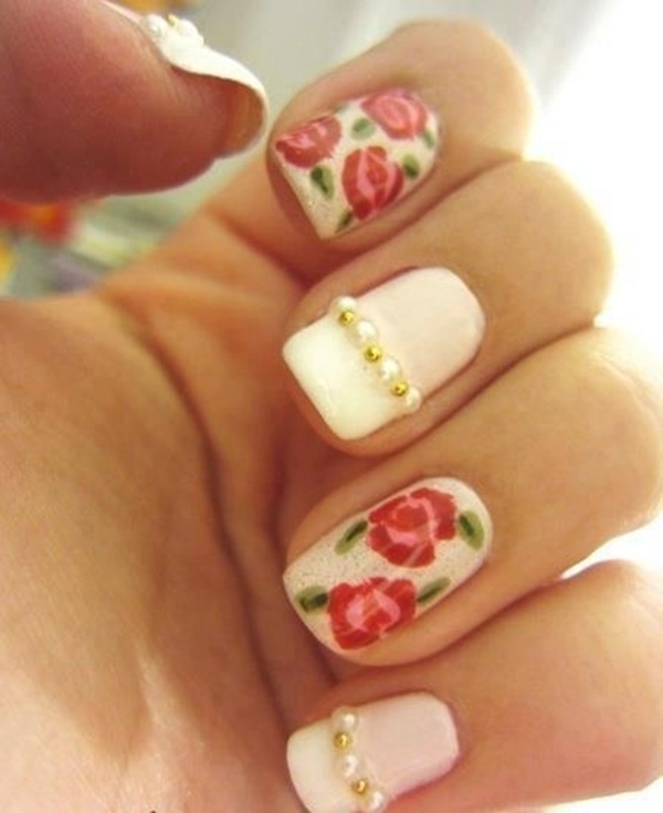 Easy Flower Nail Art Designs for Beginners30