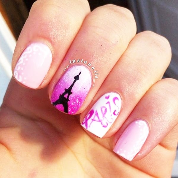 50 Cute Pink Nail Art Designs for Beginners: 2015