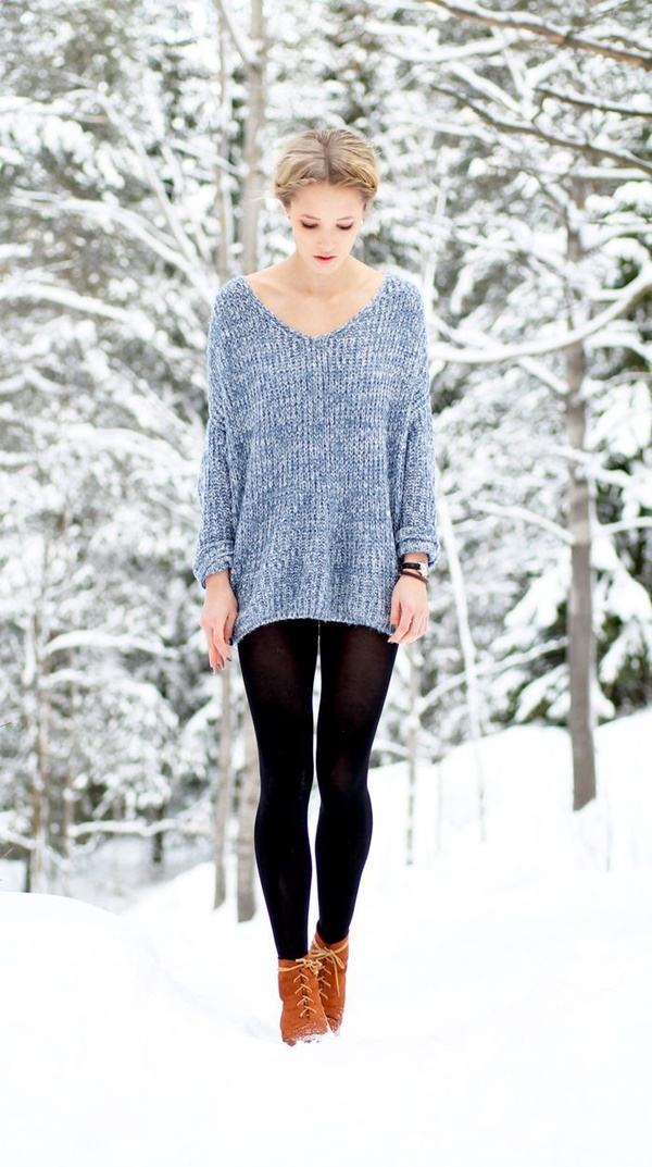 Stylish Ways to Wear Leggings in winter30