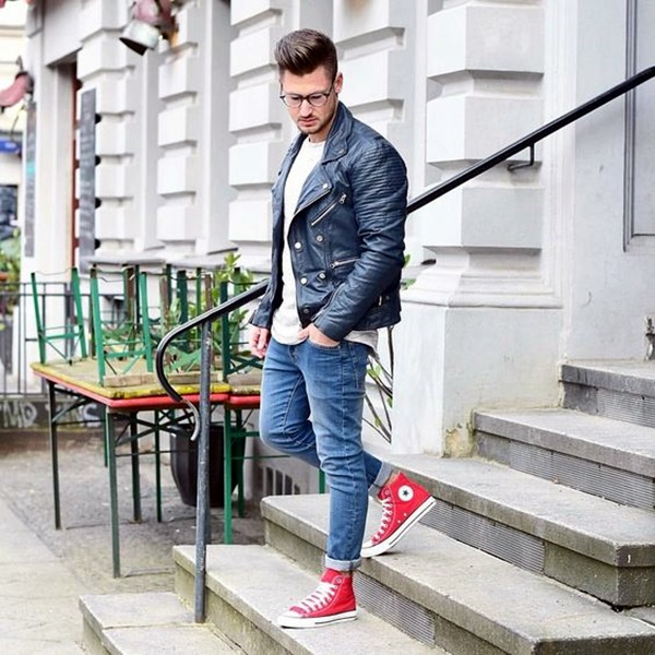 red sneakers mens fashion
