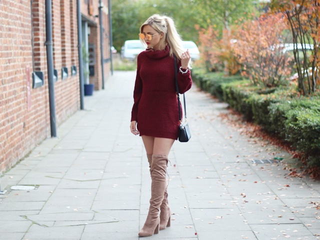 winter knee high boots outfit